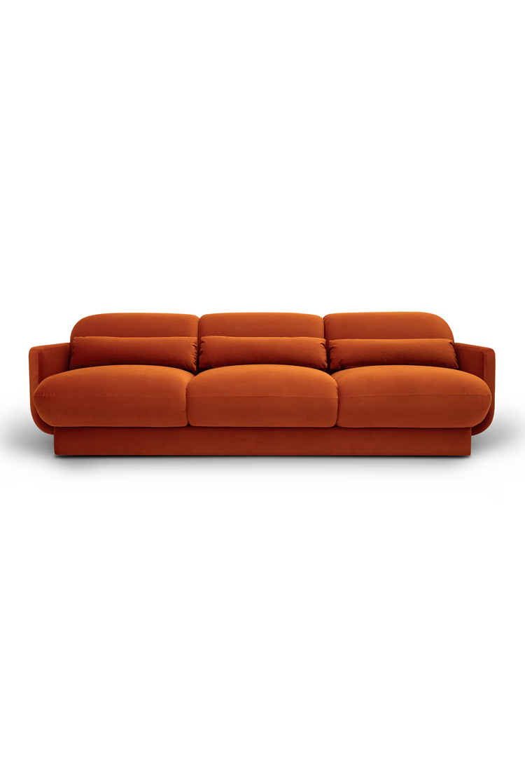 Azura Orange Velvet Sofa,orange