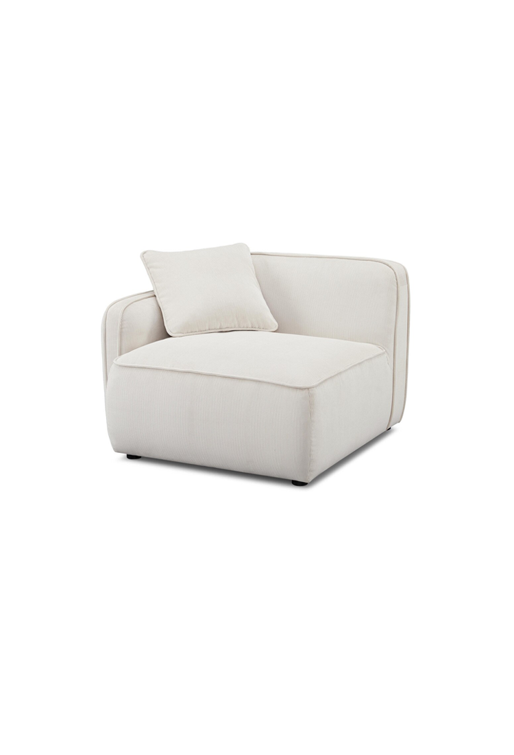 Syntara Velvet LAF Corner Chair,White Sand