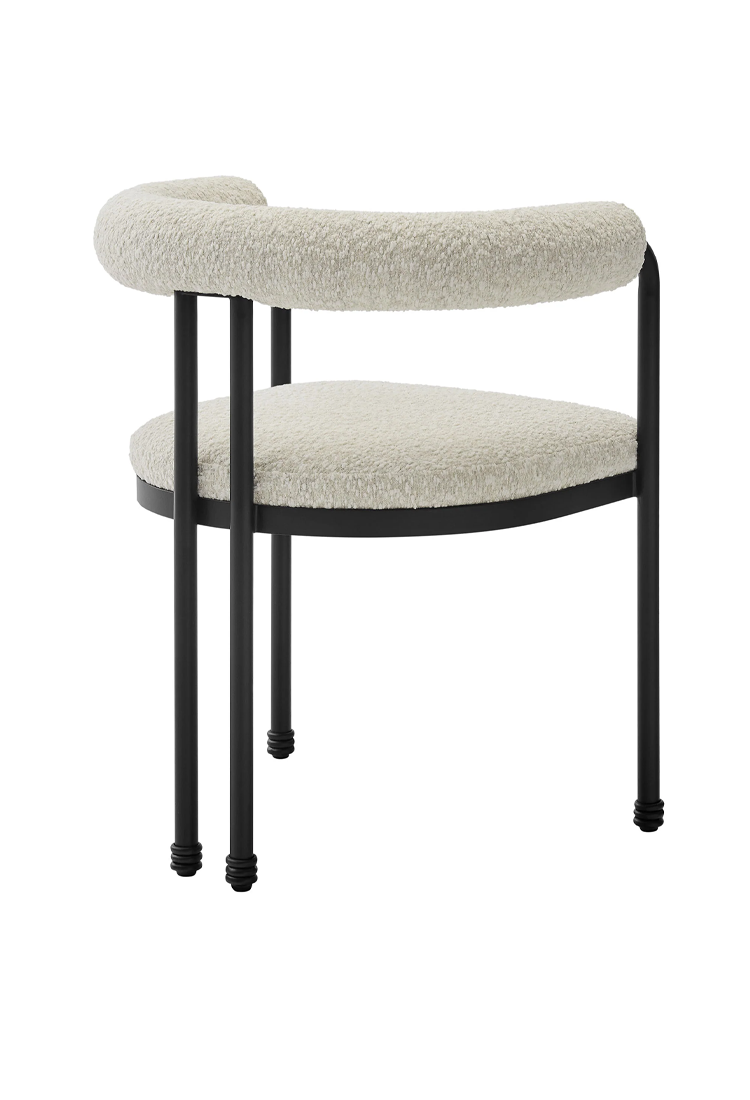 Aveline Curved Back Boucle and Metal Dining Chair,Black Pearl