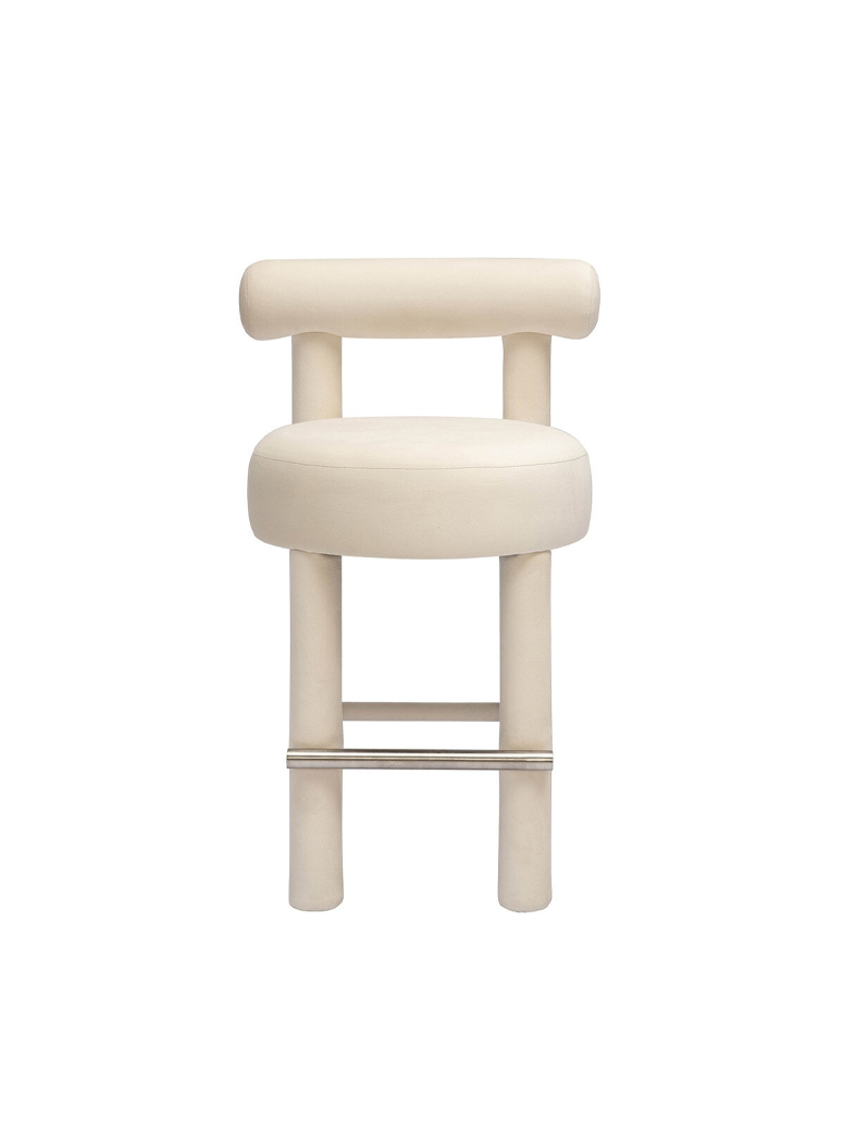 Zazu Velvet Counter Stool,cream