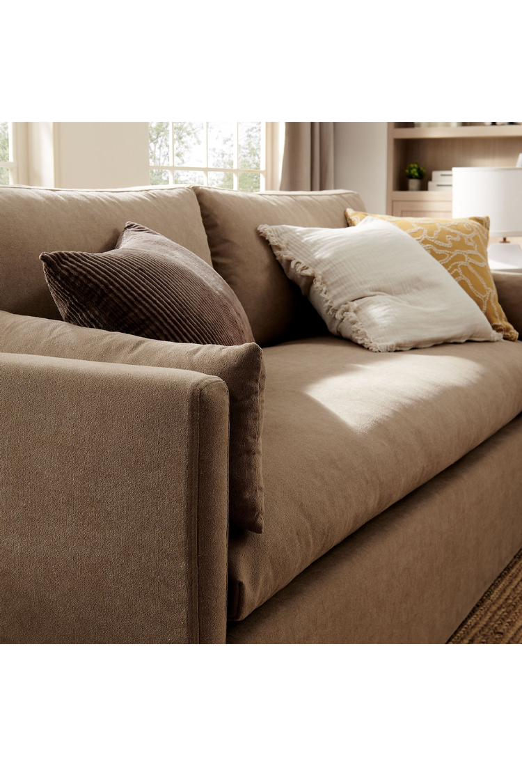 Leisure 85" Fabric Sofa,Almond