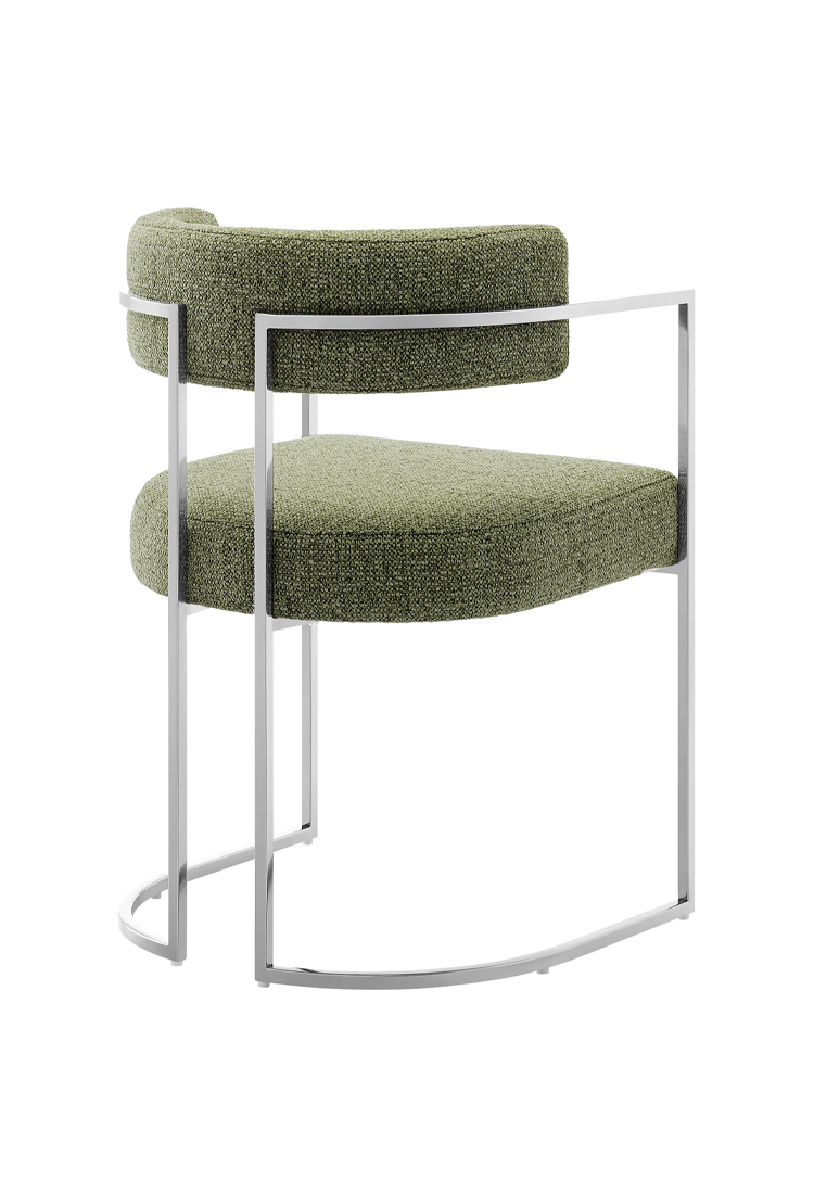 Ardenza Curved Back Fabric and Metal Dining Chair,Silver Leaf