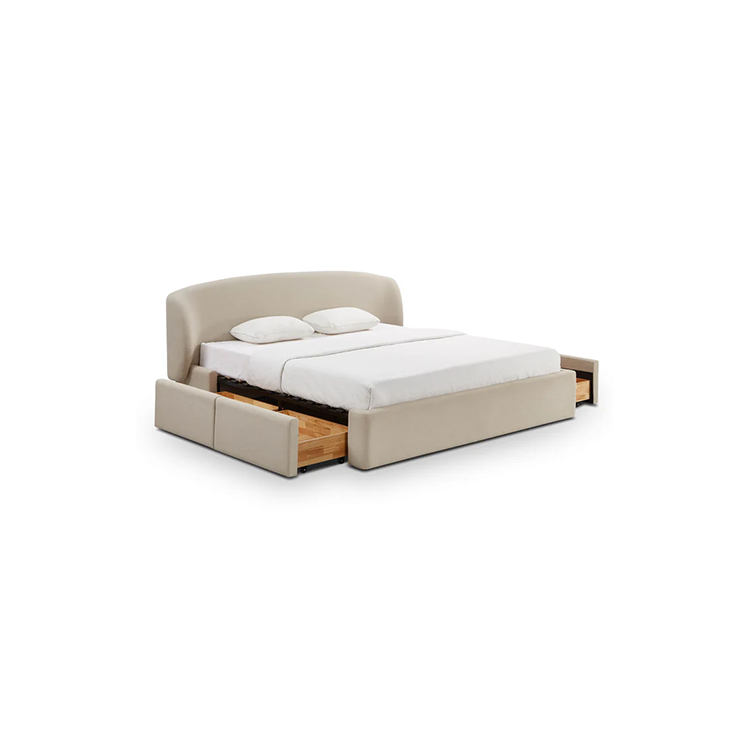 Coey Taupe Linen Storage King Bed