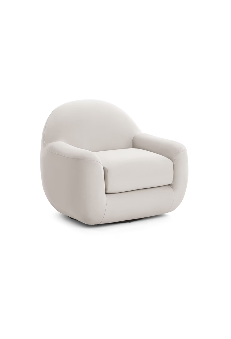 Ferenza Velvet Swivel Chair,Cream