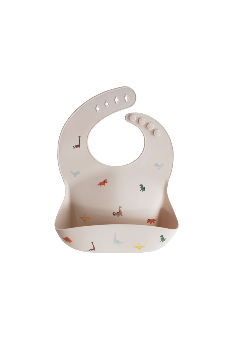 Mushie Silicone Baby Bib, Dinosaurs