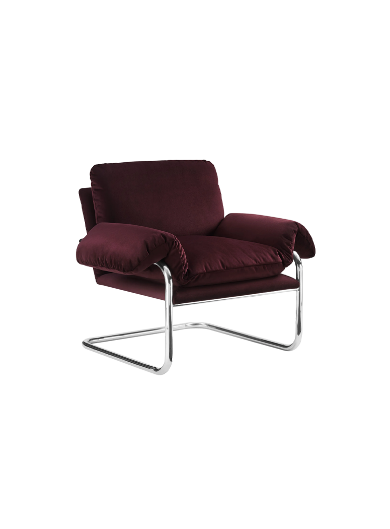 Ravessa Velvet Accent Chair,Mulberry