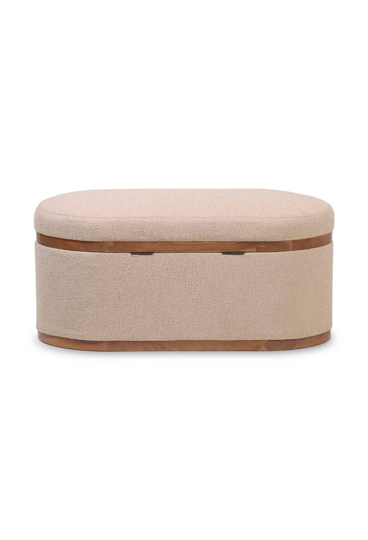 Vespera Oval Storage Ottoman,ivory