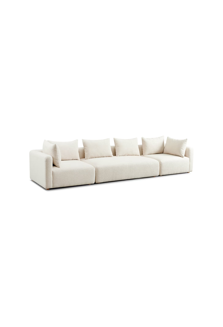 Temis Heavy Textured  Fabric 145" Long Sofa,Cream