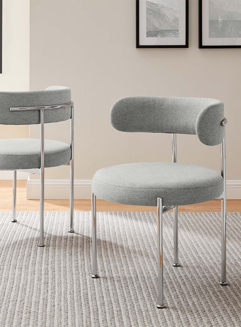 Lumora Fabric Dining Chair,Gray Silver(set of 2)