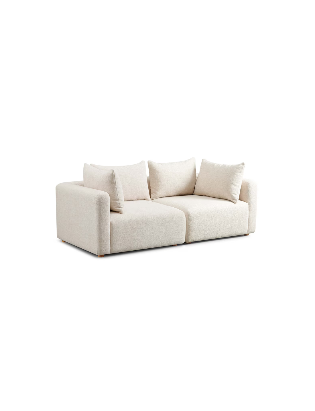 Temis Heavy Textured Fabric Loveseat,Cream