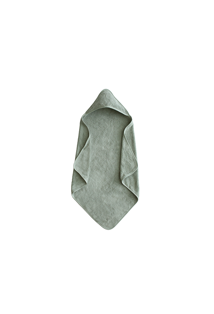 Mushie Organic Cotton Baby Hooded Towel,Moss