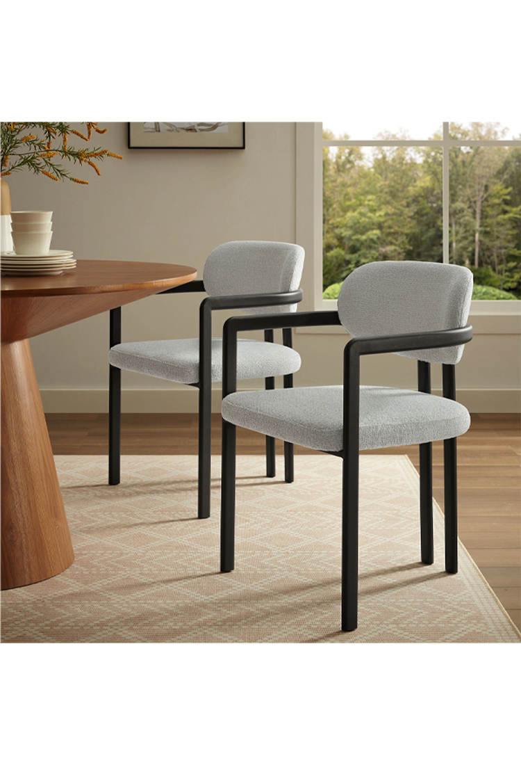 Marbella Fabric and Metal Dining Chair,Black Dove Gray