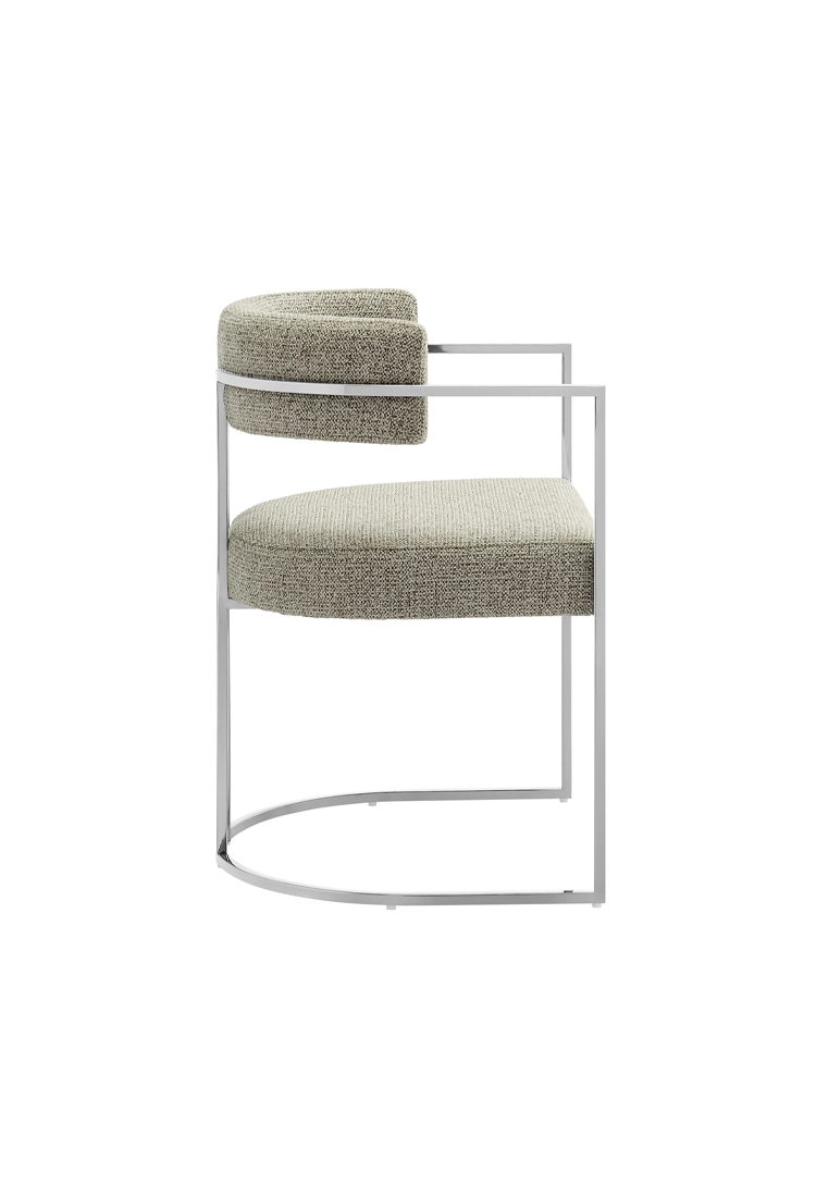 Ardenza Curved Back Fabric and Metal Dining Chair,Silver Wheat