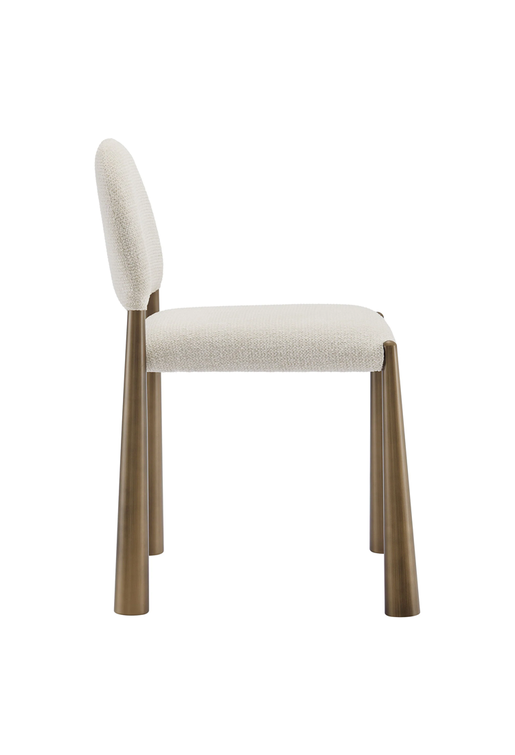 Alura Fabric Dining Side Chair,Brass Cream