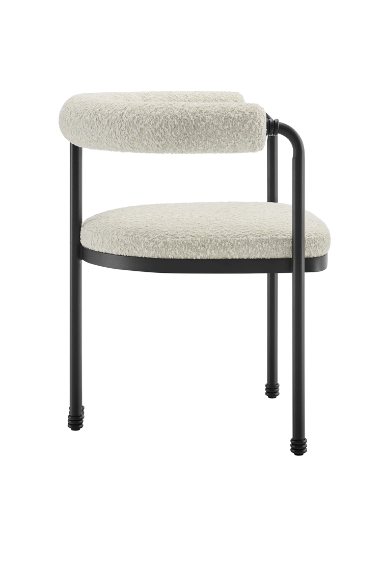 Aveline Curved Back Boucle and Metal Dining Chair,Black Pearl