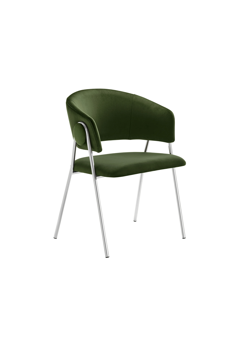 Savanna Velvet Dining Chair,Green Silver(Set of 2)