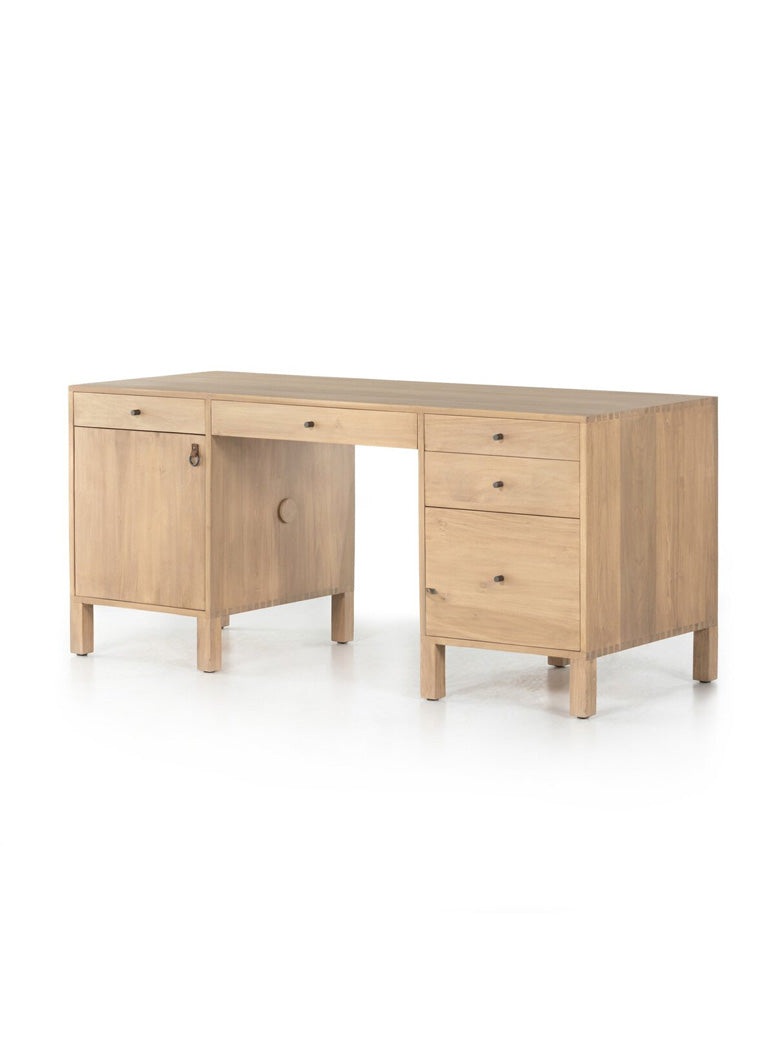 Four Hands Isador Executive Desk,dry wash poplar