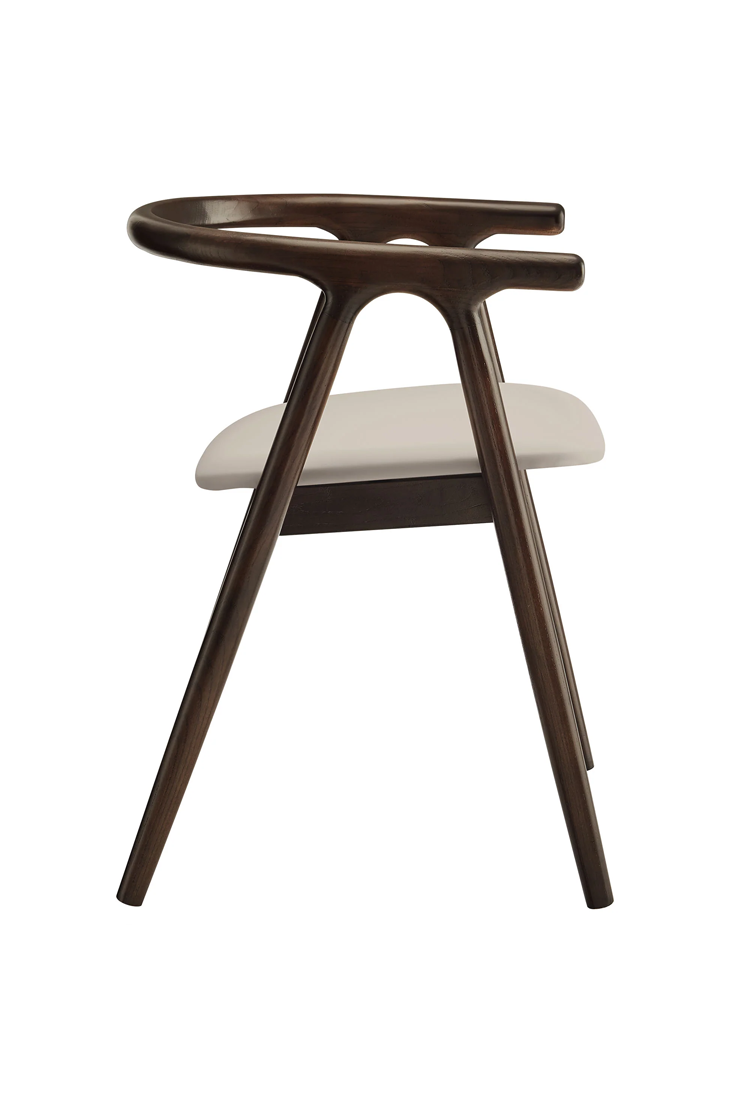 Serene Leather and Wood Dining Chair,Stone