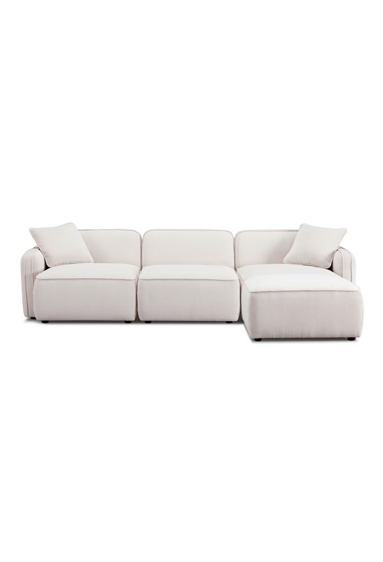 Syntara Velvet 4- Piece Sectional,White Sand