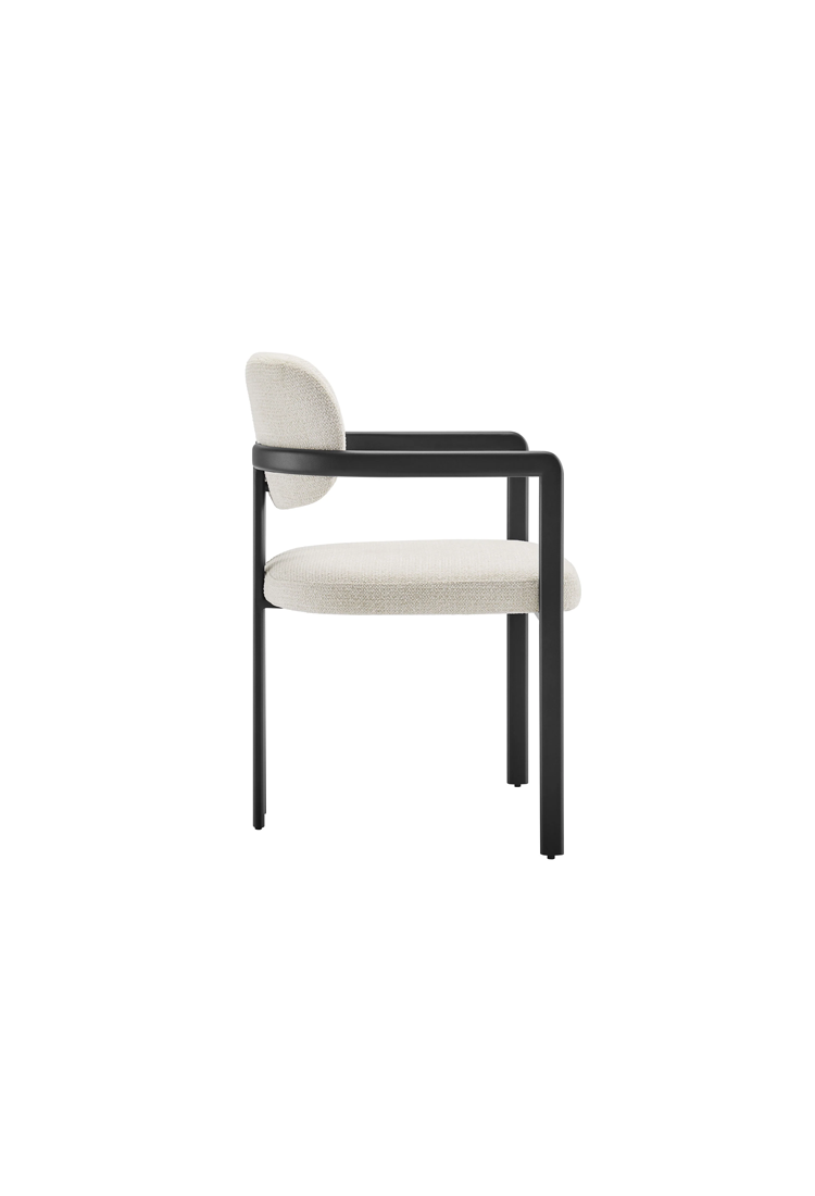 Marbella Fabric and Metal Dining Chair,Black Cream