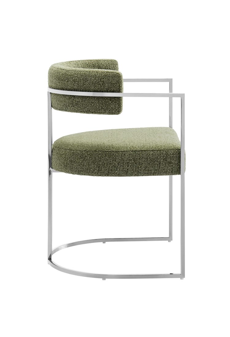 Ardenza Curved Back Fabric and Metal Dining Chair,Silver Leaf