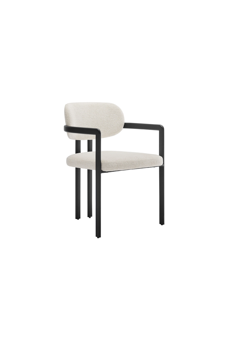 Marbella Fabric and Metal Dining Chair,Black Cream