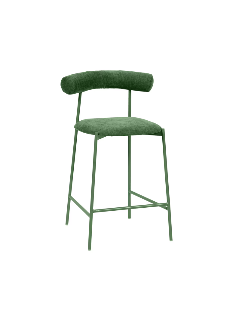 Nibbles Velvet Counter Stool,forest green