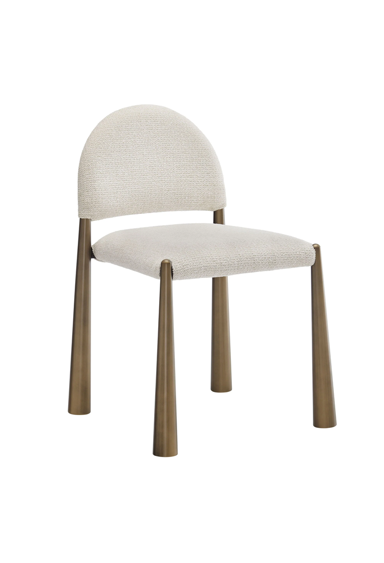 Alura Fabric Dining Side Chair,Brass Cream