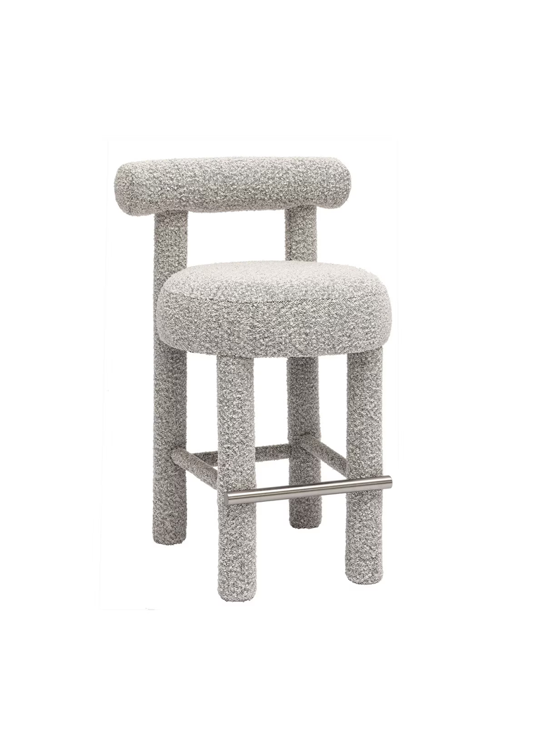 Zazu Velvet Counter Stool,black and white