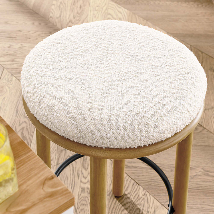 Pebble Boucle Oak Ivory Counter Stools, Set of 2