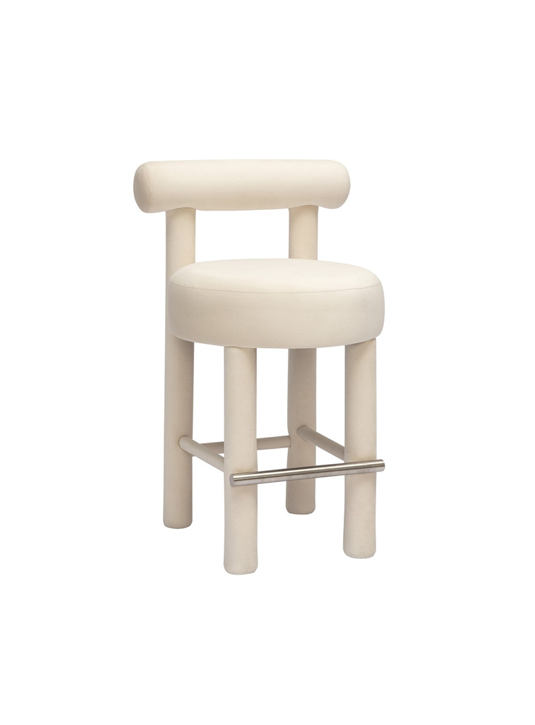 Zazu Velvet Counter Stool,cream