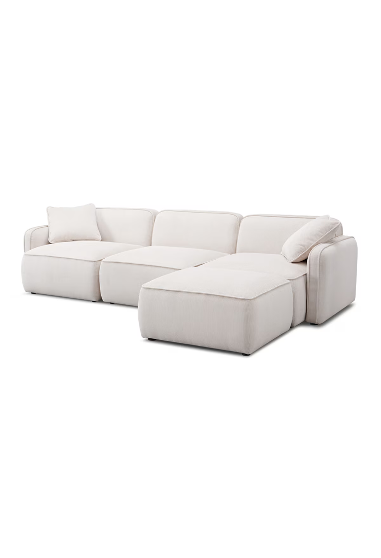 Syntara Velvet 4- Piece Sectional,White Sand