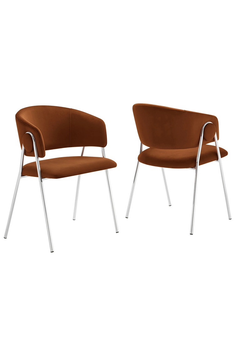 Savanna Velvet Dining Chair,Rust Silver(Set of 2)