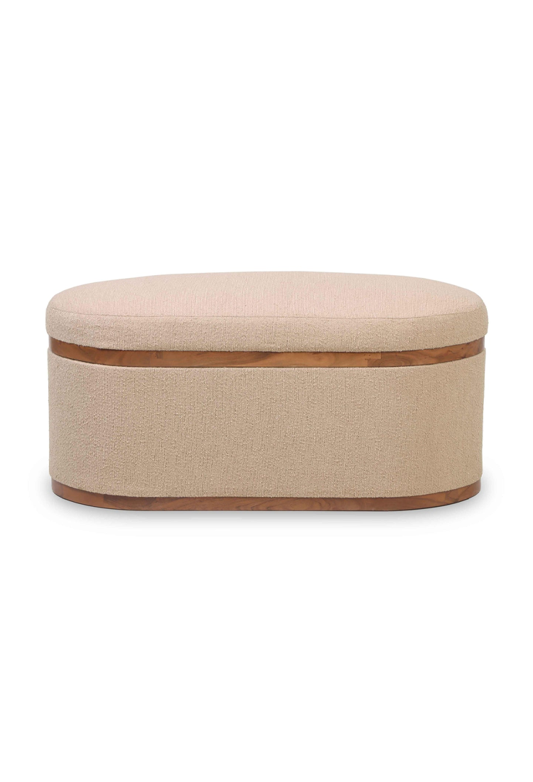 Vespera Oval Storage Ottoman,ivory