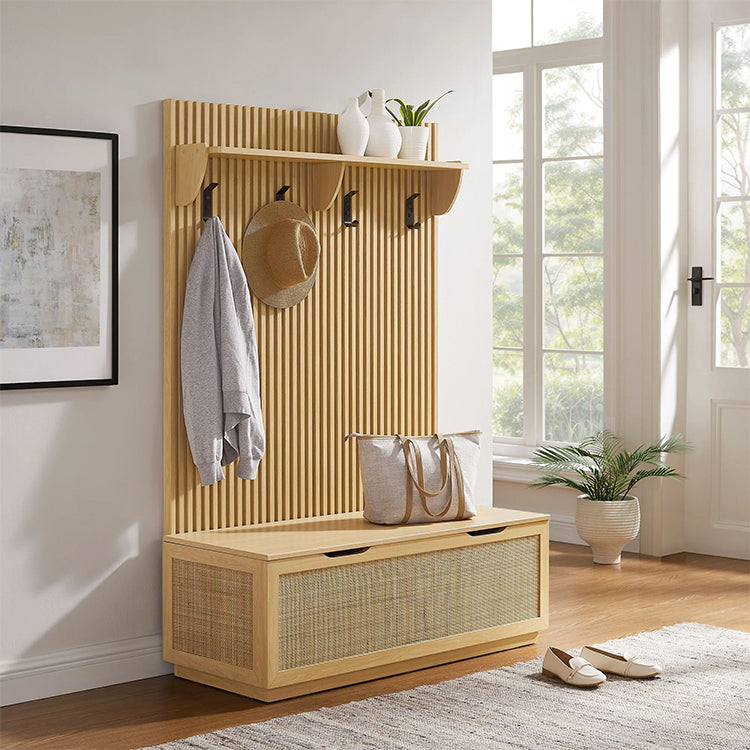Nona Storage Bench and Coat Rack, oak
