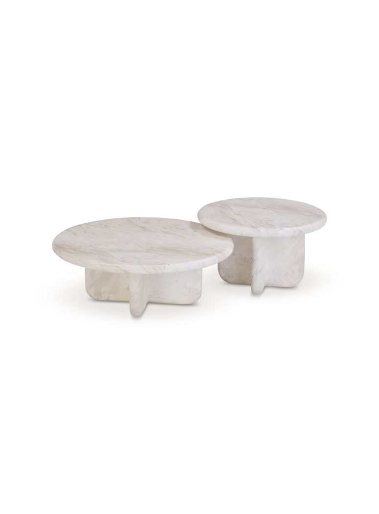 Rovena Marble Round Coffee Table Set