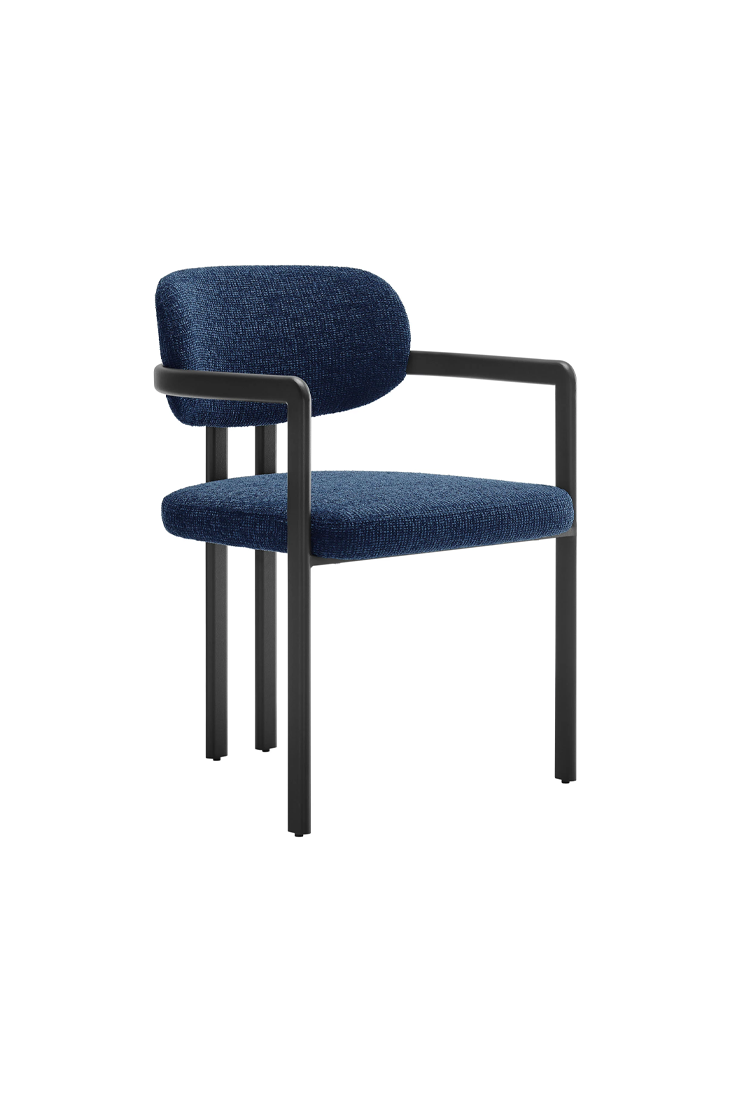 Marbella Fabric and Metal Dining Chair,Black Navy