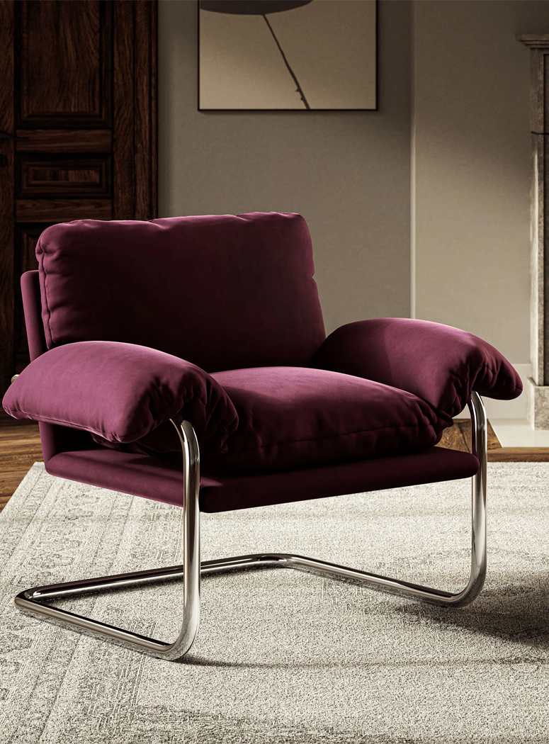 Ravessa Velvet Accent Chair,Mulberry