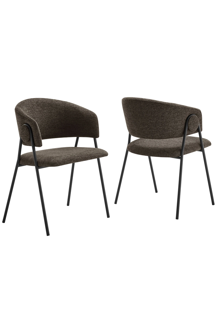 Savanna Heathered Chenille Dining Chair, Java Black(Set of 2)