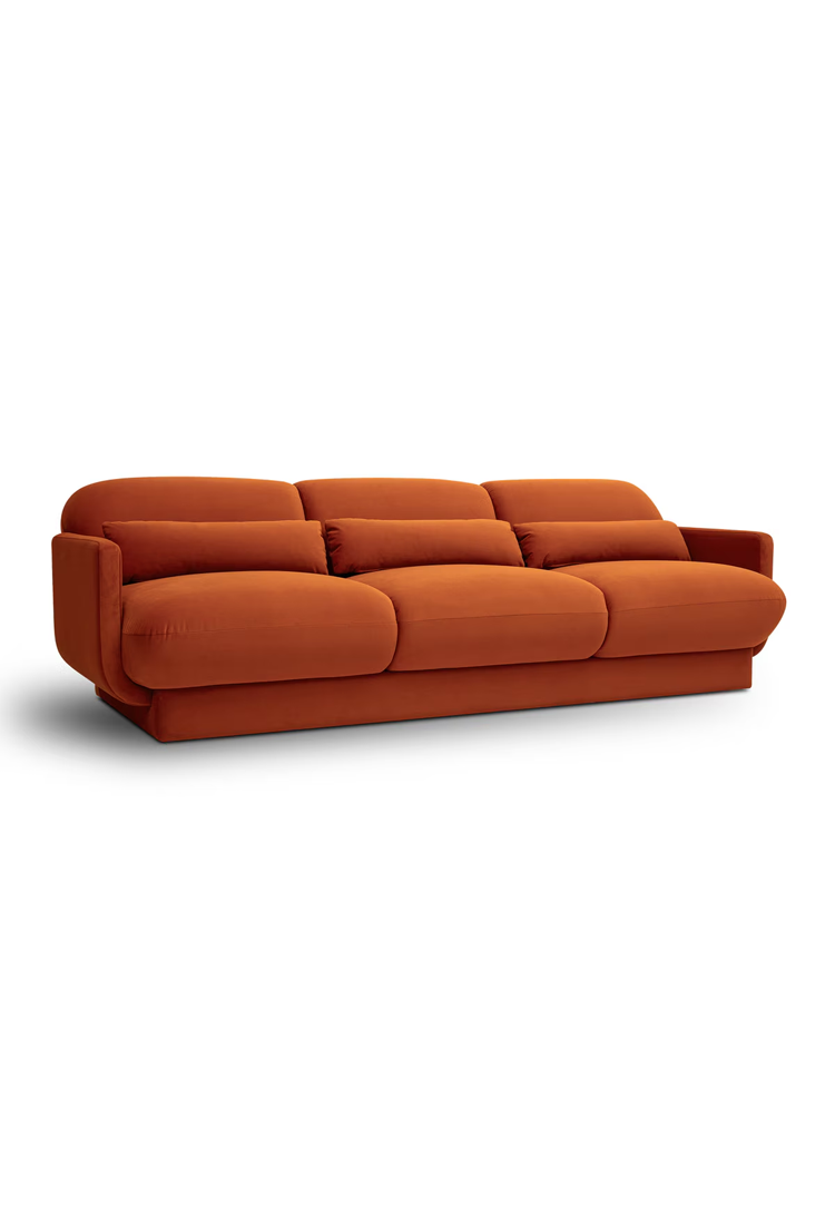 Azura Orange Velvet Sofa,orange