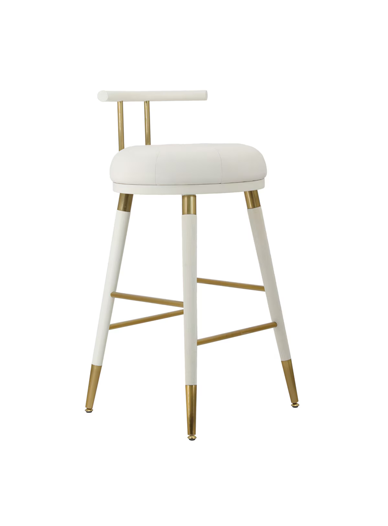 Tinker Leather Barstool,white