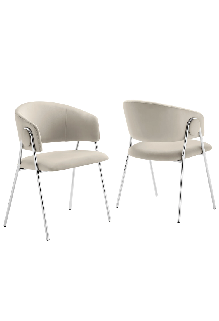 Savanna Velvet Dining Chair, Almond Silver(Set of 2)