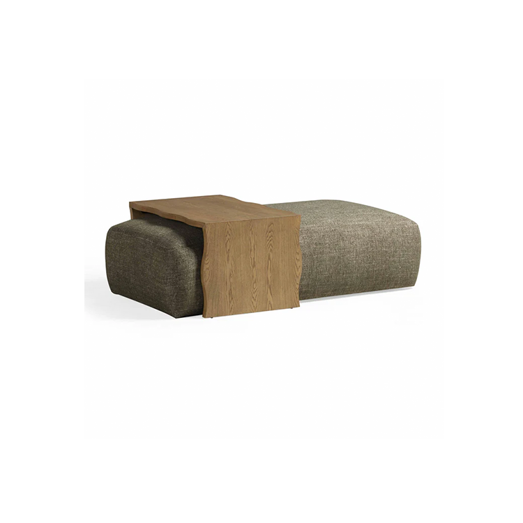 Wavy Ottoman with Bridge Table, Green