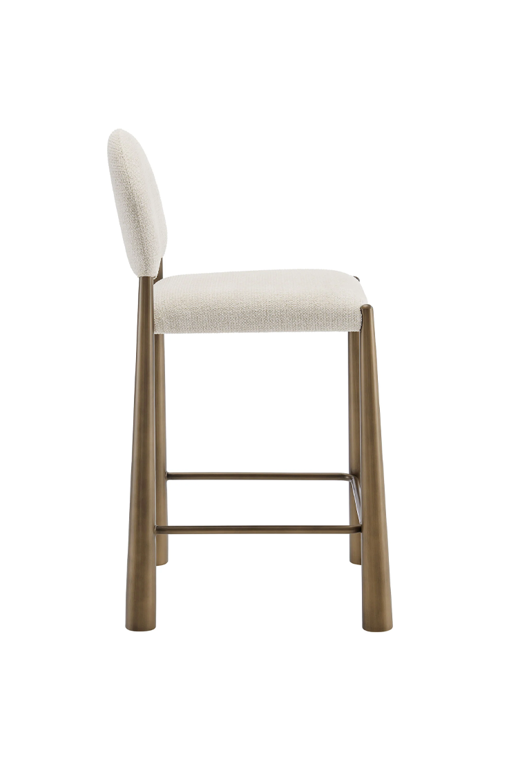 Alura Fabric Counter Stool,Brass Cream