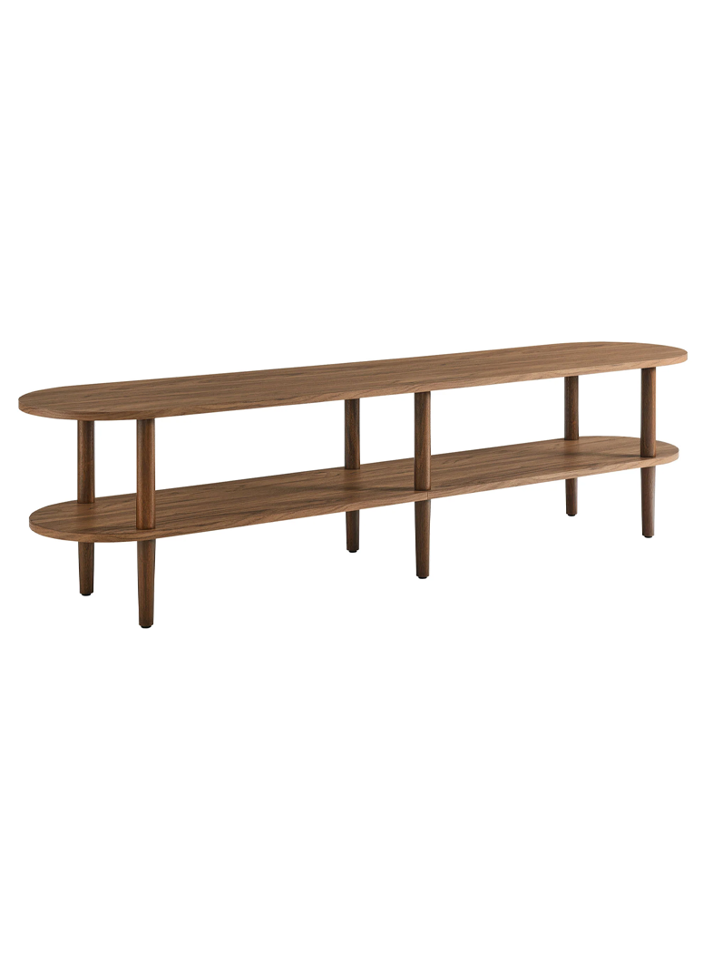 Fionisca Oval Wood TV Stand,Walnut