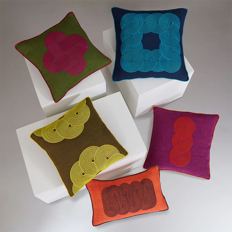 Jonathan Adler Pompidou Blue Border Pillow