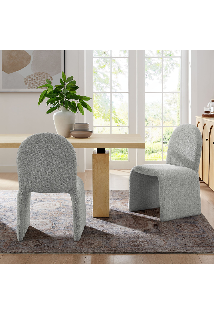 Riviera Boucle Armless Dining Chair,Dove Gray