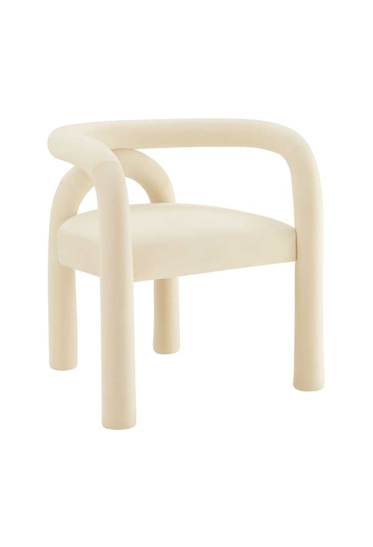 Cavara Velvet Dining Chair,Porcelain