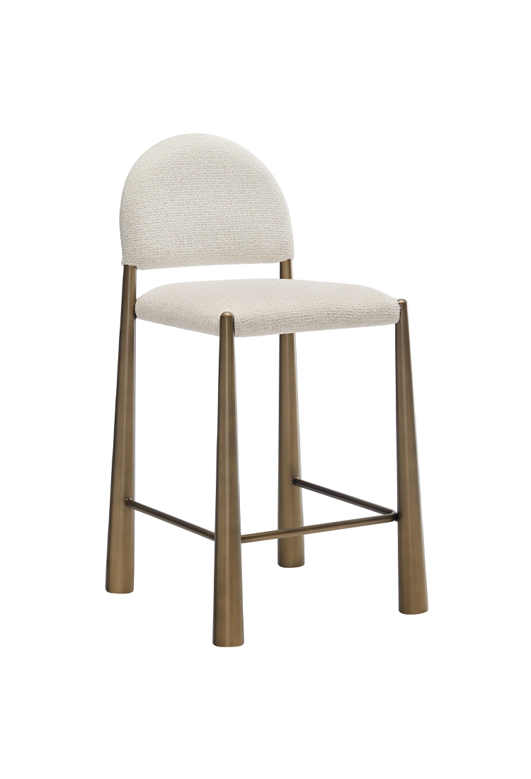 Alura Fabric Counter Stool,Brass Cream