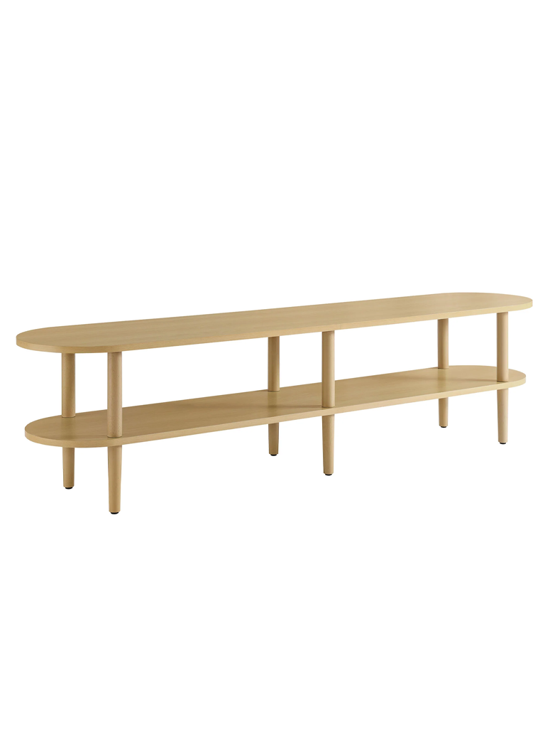 Fionisca Oval Wood TV Stand,Light Oak